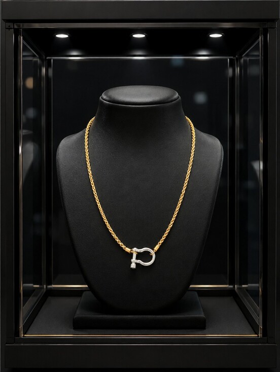 Anthropologie Jewelry - Gold and Silver Two-Tone Chain Necklace with D-Ring